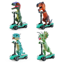 DINOBROS T-Rex on a scooter toy for ages 3 and up, durable play.