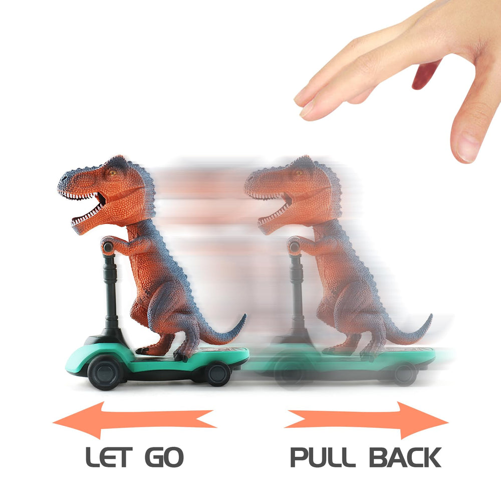 DINOBROS Triceratops on a scooter toy encourages imaginative play and fine motor skills.