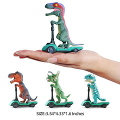 DINOBROS Velociraptor on a scooter toy, a compact fun-size buddy for kids.