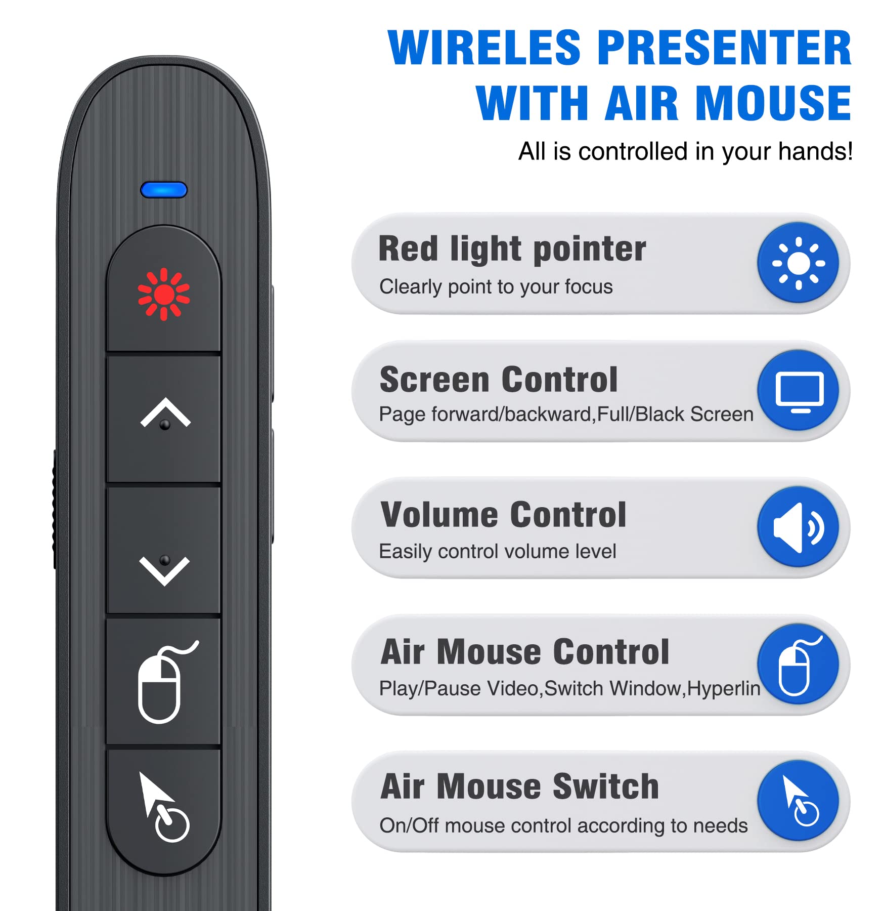DINOSTRIKE air mouse control in action enables smooth cursor and slide navigation.