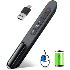 DINOSTRIKE wireless presenter remote front view shows a compact pocket-friendly design.