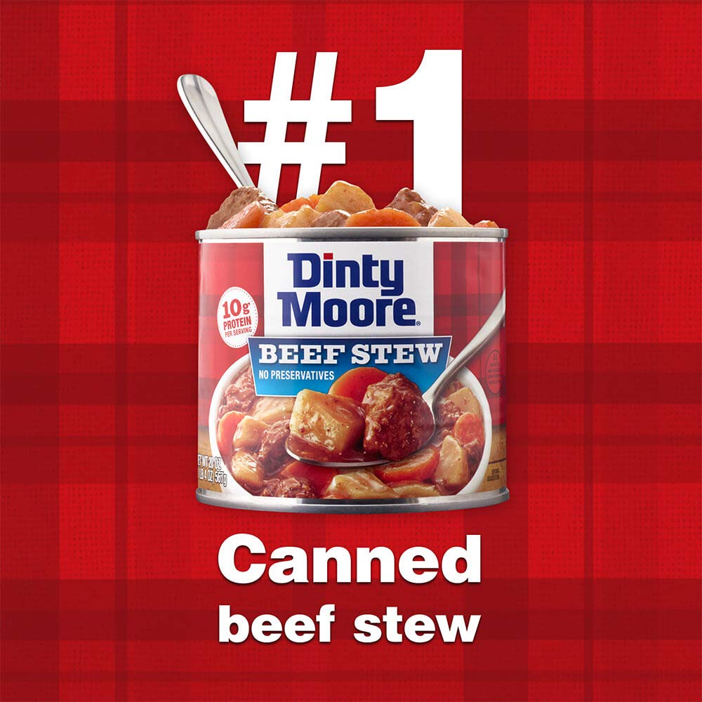 Dinty Moore Beef Stew gluten-free label appealing to dietary needs.