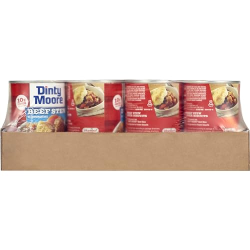 DINTY MOORE Beef Stew potatoes and carrots image showcases fresh produce in each can.