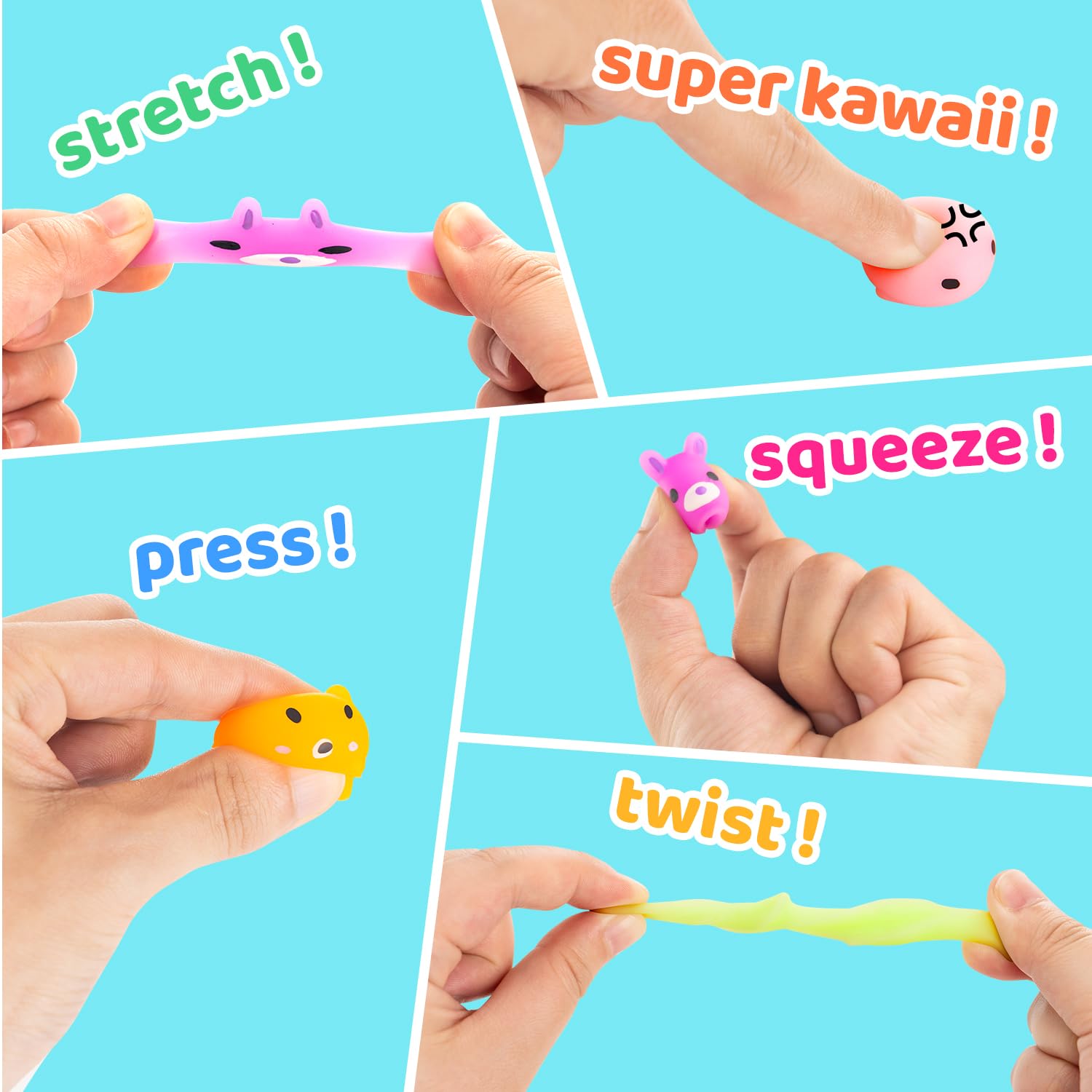 Colorful Dioju kawaii squishies with animal designs to spark imaginative play.