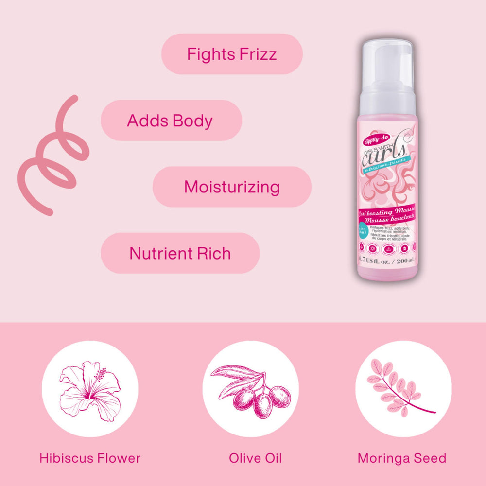 Dippity Do mousse being applied to hair for air-dried curl definition