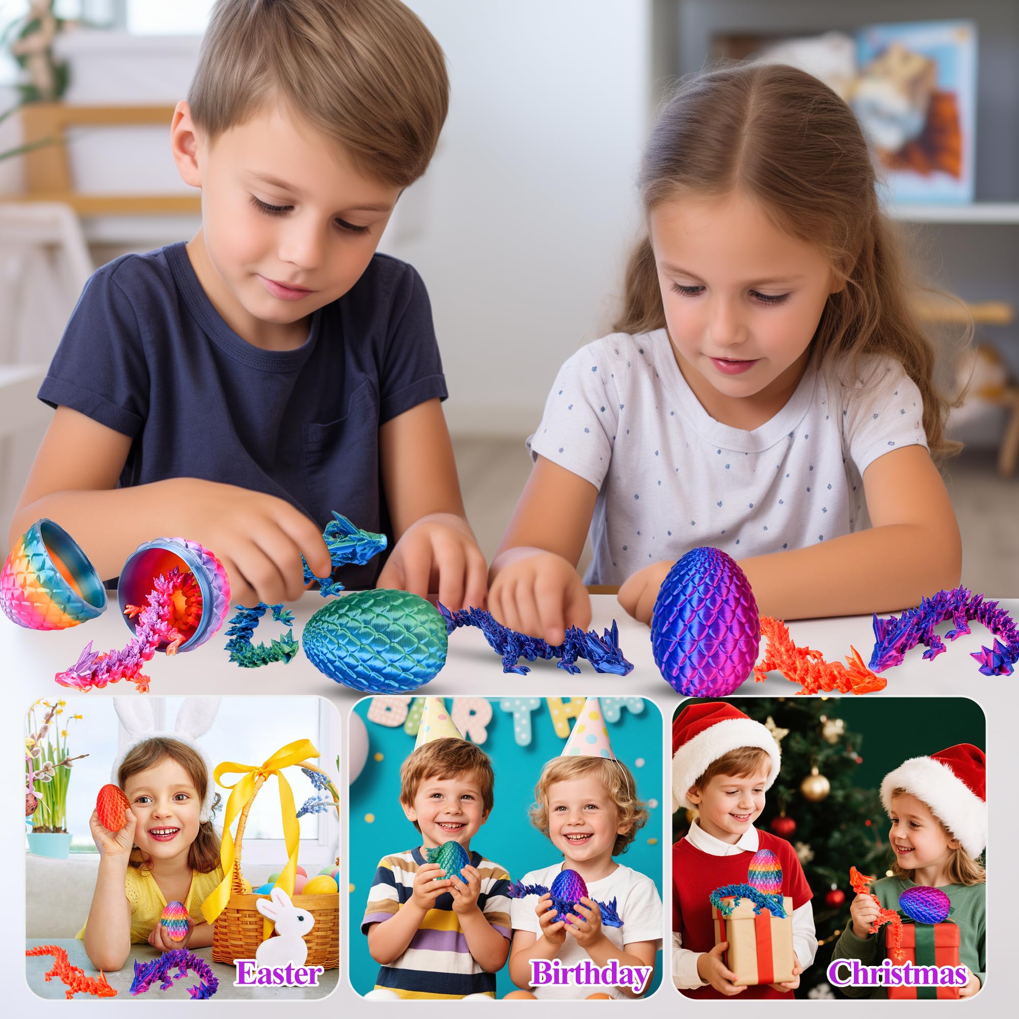 DIRMXRY colorful Easter basket stuffer dragons brighten desks and shelves at home
