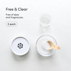 Dirty Labs bio-laundry-booster close-up label highlights nontoxic, biodegradable formula.