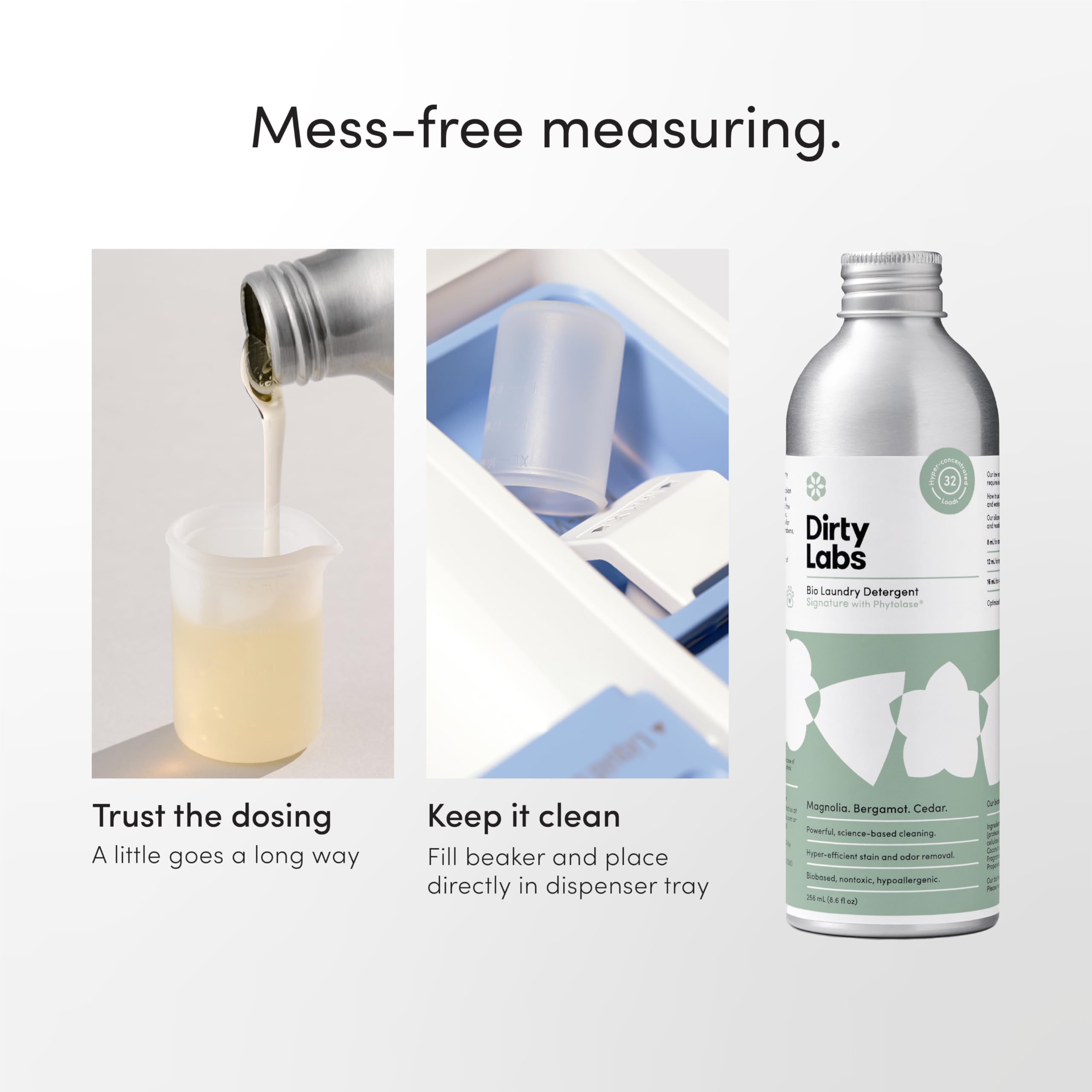 USDA Biobased certification and EPA Safer Choice logos appear on Dirty Labs packaging.