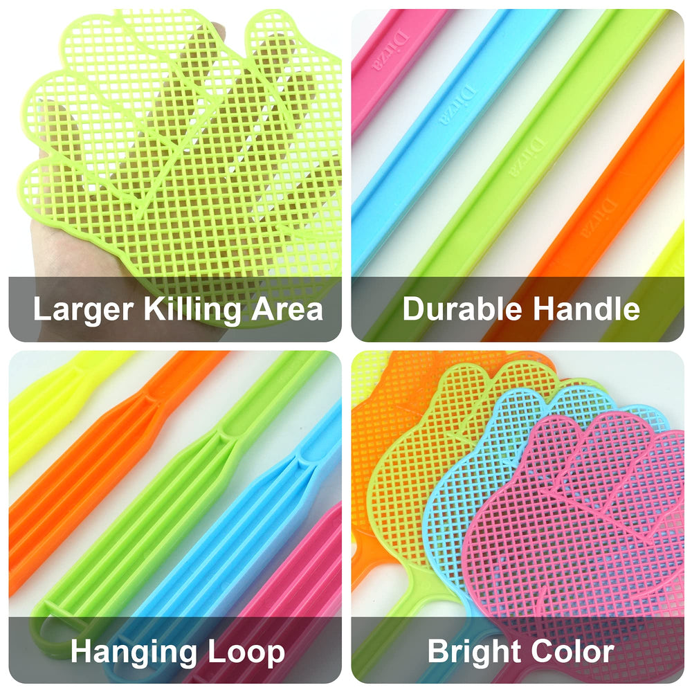 Dirza fly swatter in five colors helps quick selection and easy identification.