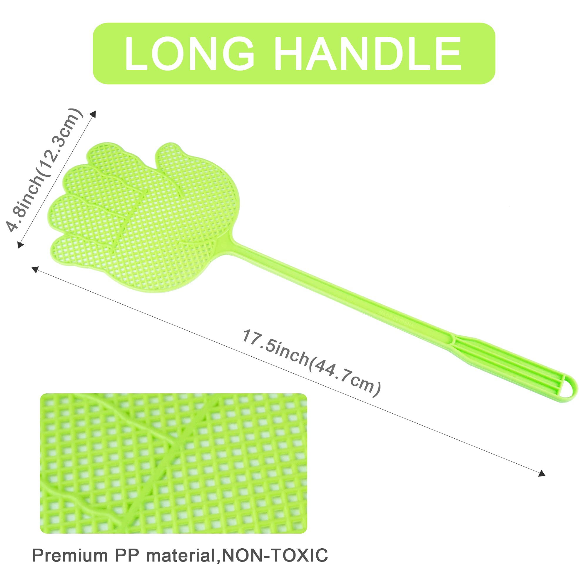 Dirza fly swatter shows a large swat area for precise swats indoors.