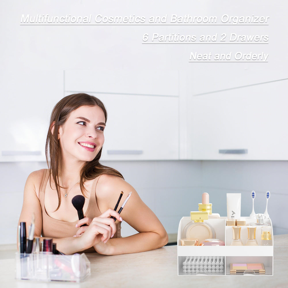 DIRZHX makeup organizer pairs with brushes for tidy dressing area.