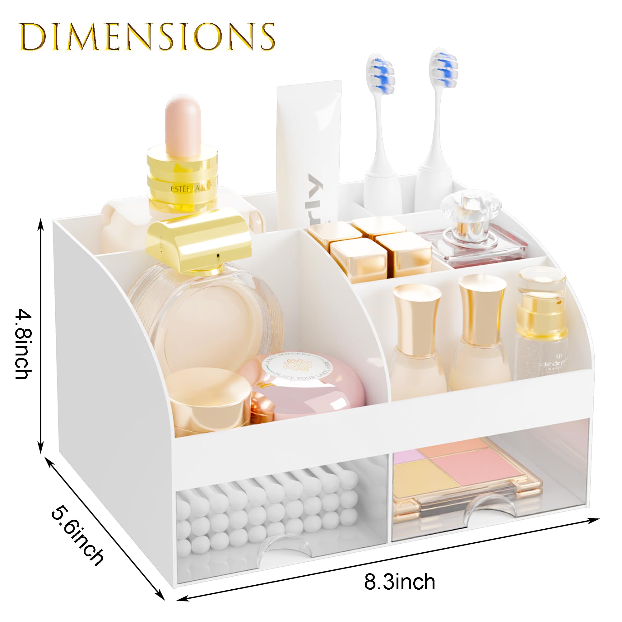 DIRZHX organizer drawer open reveals division for brushes and palettes.