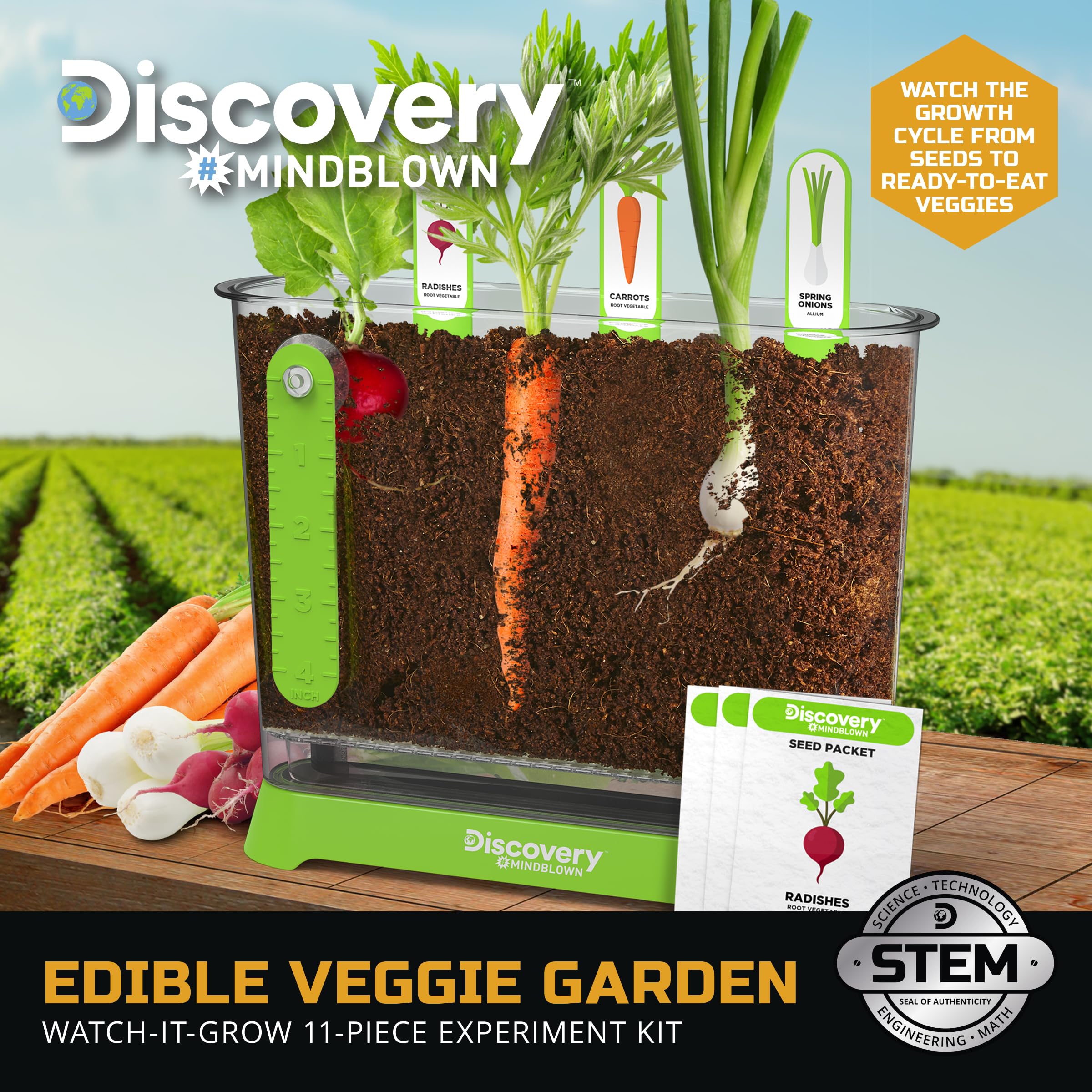 Discovery Edible Veggie Garden drainage tray prevents overwatering during projects