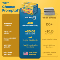 Discussables compact double-sided cards are portable and durable for travel and meals