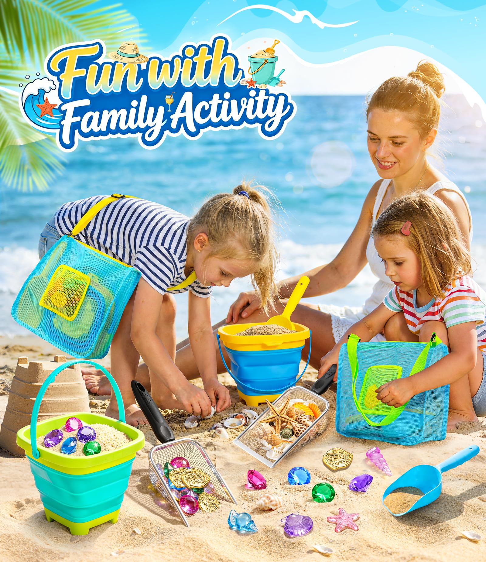 DISHIO treasure gems and seashells kit for beach hunts