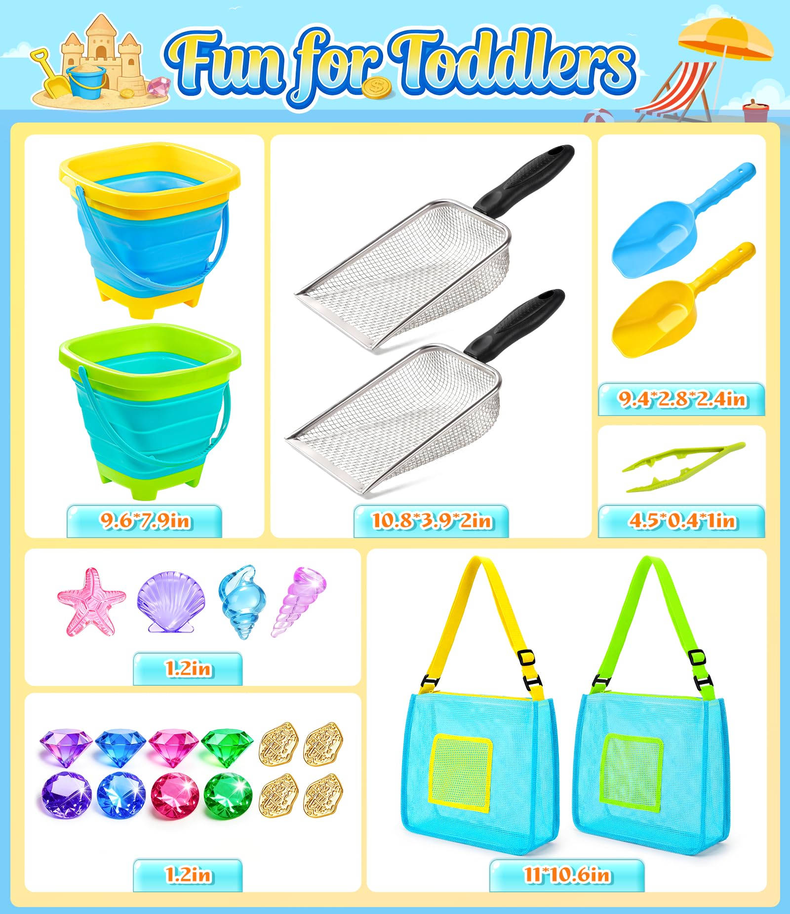 DISHIO travel-friendly beach toys for toddlers 3-10