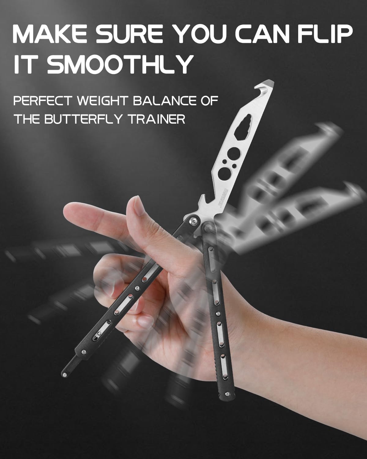 Dispatch Practice Butterfly Knife Trainer suited for cosplay, gaming, and martial arts drills.
