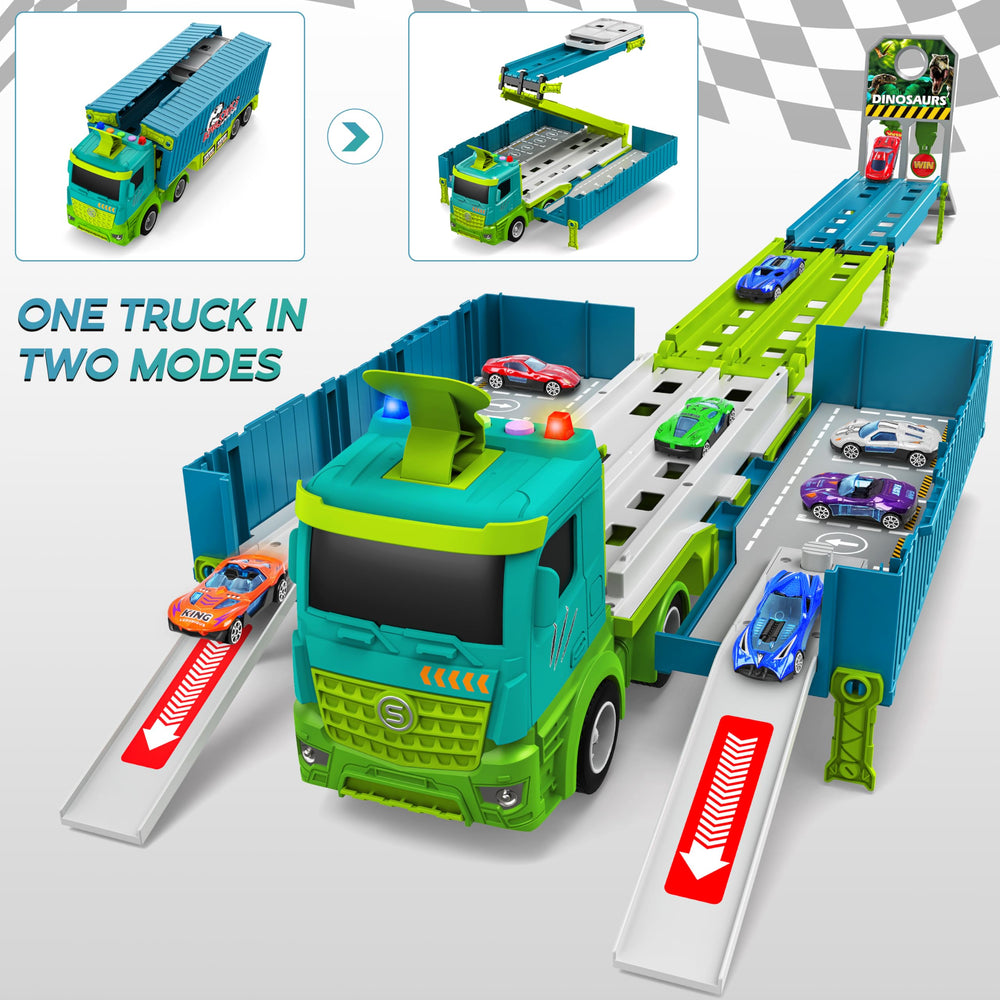 Diuerma storage compartment and signs support organized pretend racing.