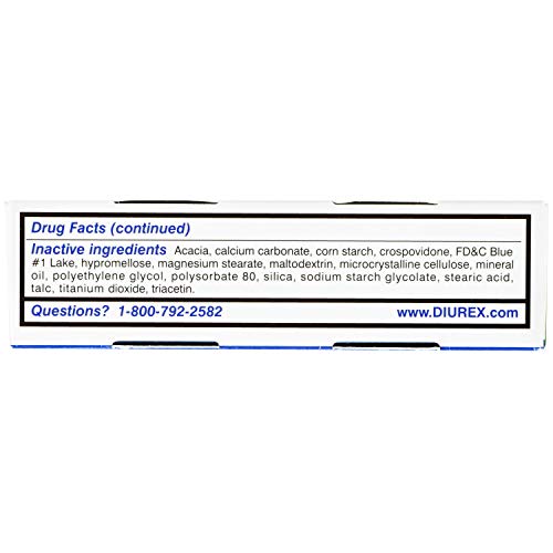Diurex pain relief label closeup indicating menstrual cramps and headaches relief.