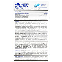 Closeup of Diurex water pills tablets—small, easy to swallow for bloating relief.