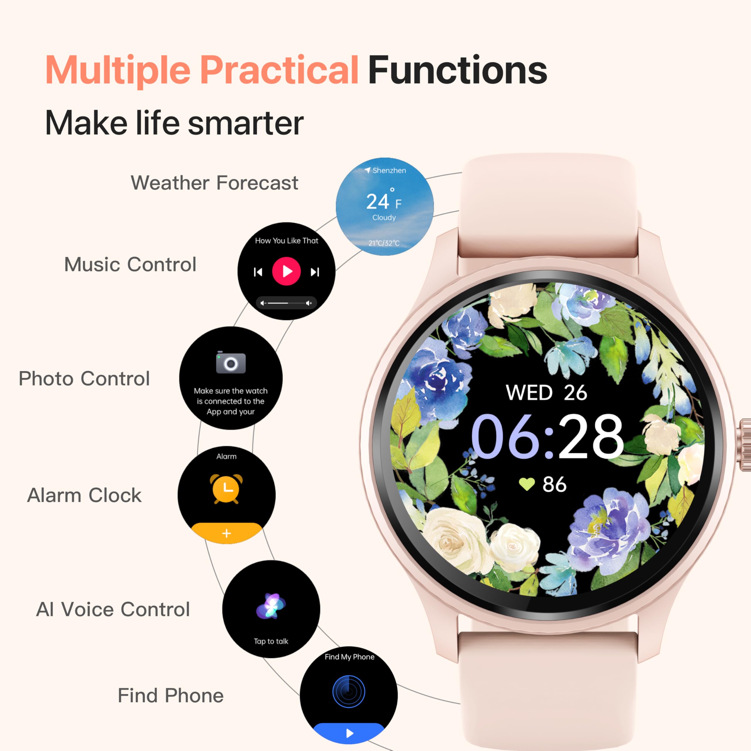 DIVElink Smart Watch IP68 waterproof design for everyday rain and sweat