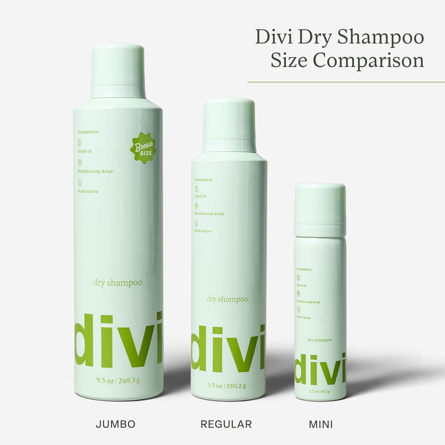 Divi Dry Shampoo boosts volume at roots for lift.