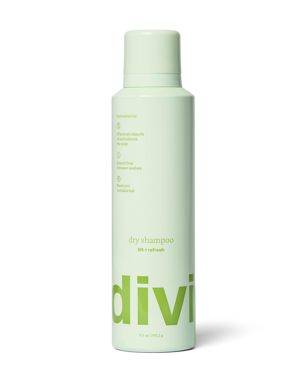 Divi Dry Shampoo spray bottle offers convenient refresh without water.