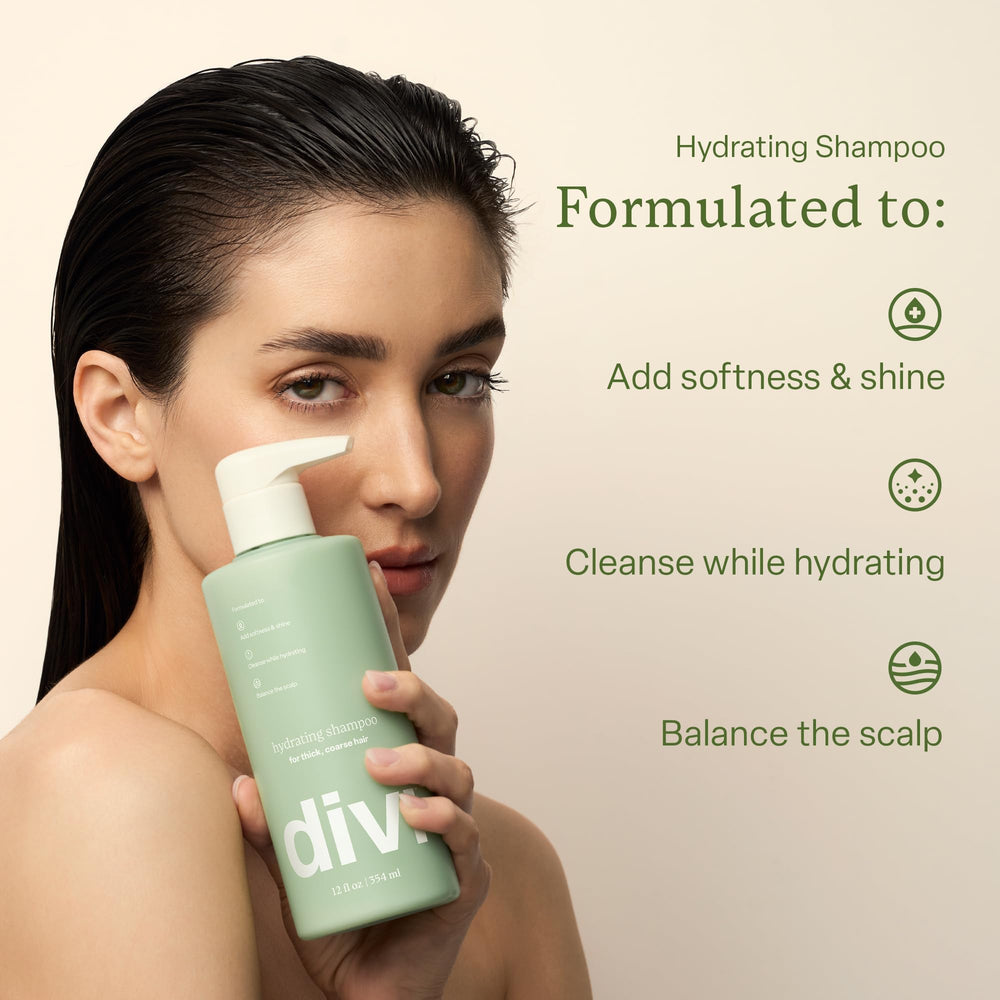 Divi Hydrating Conditioner bottle smoothing and nourishing thicker strands.