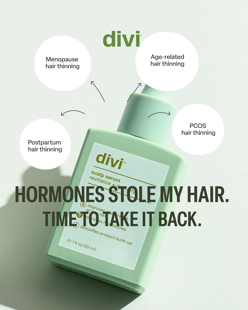 Divi Scalp Serum being applied to the scalp for nourishment.
