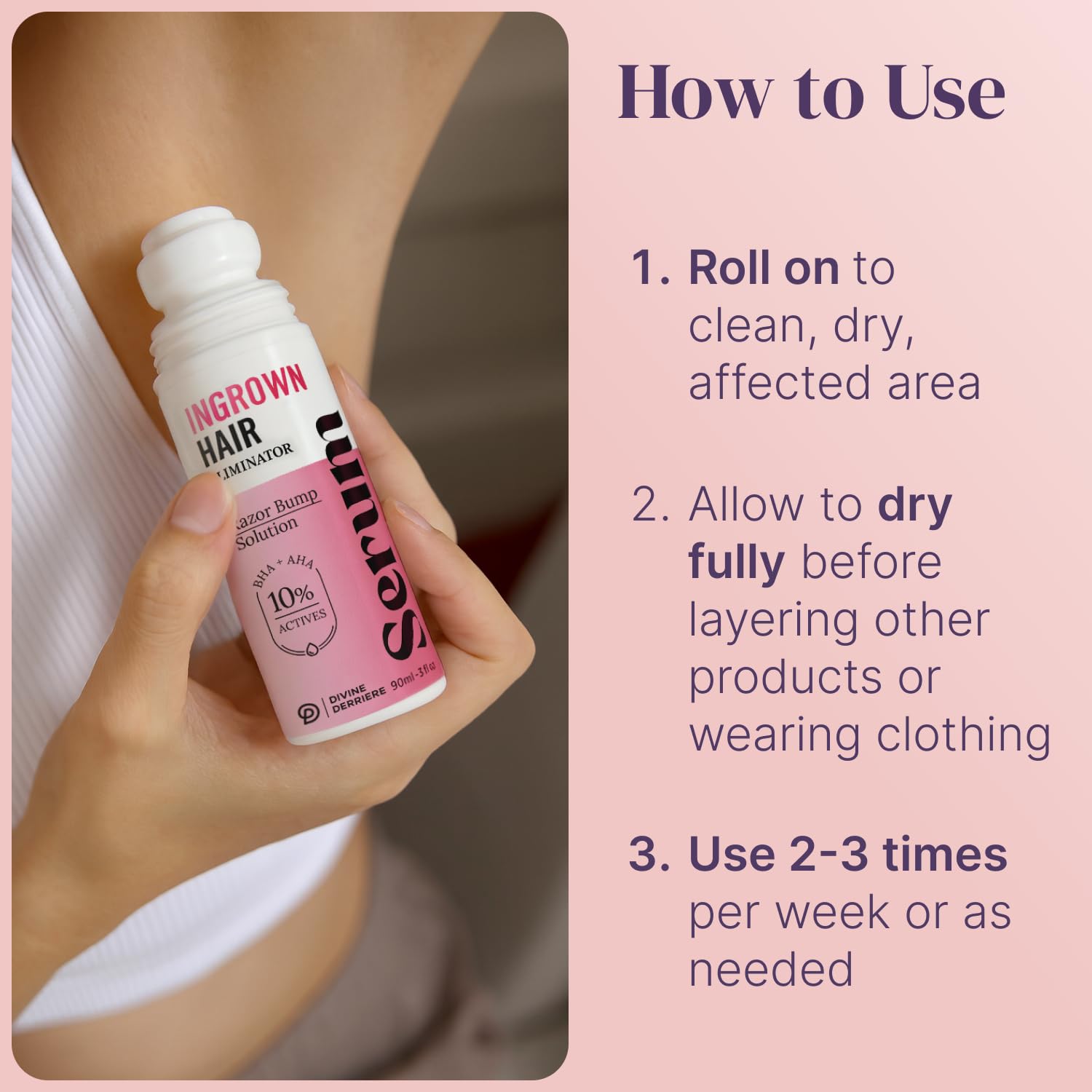 Divine Derriere Easy Roll-On Application shown on skin