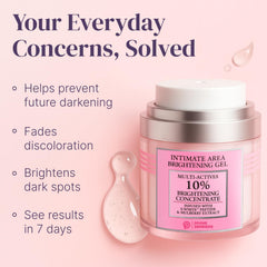 Divine Derriere intimate-area cream application demonstrates use on sensitive skin areas for gentle brightening.