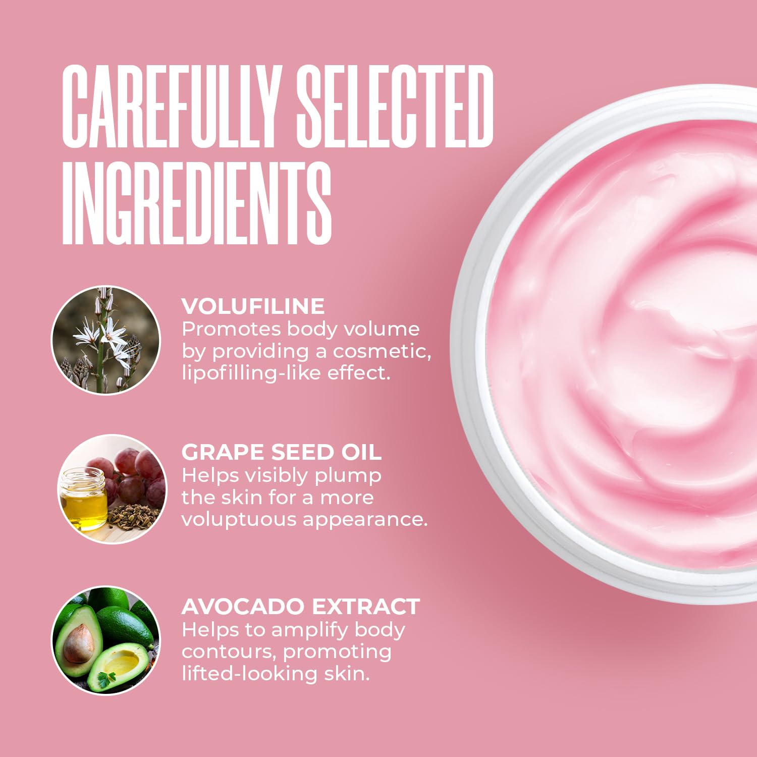 Divine Derriere Perky cream texture close-up shows hydrated skin and smooth feel.