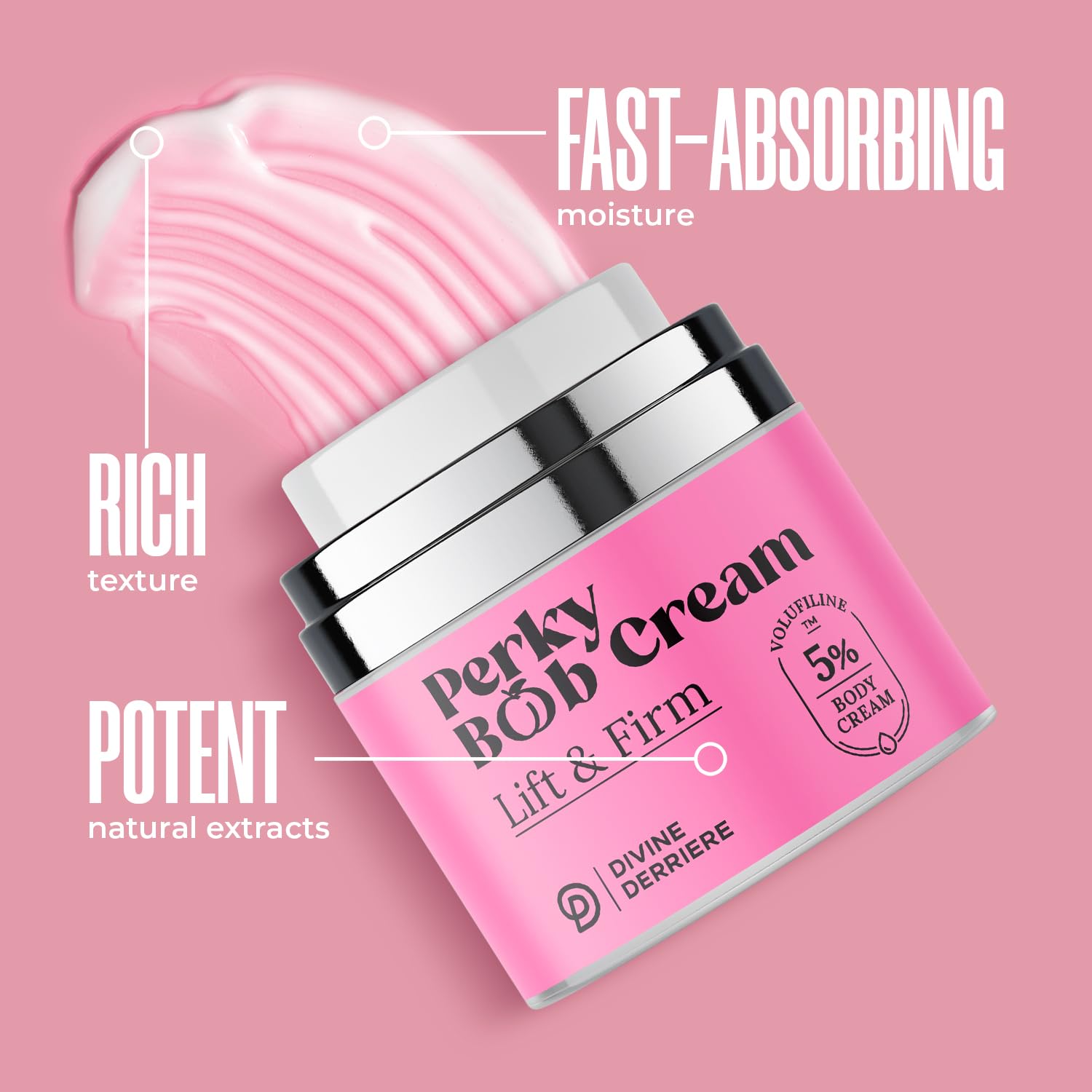 Divine Derriere Perky vanilla almond caramel scent enhances your daily routine.