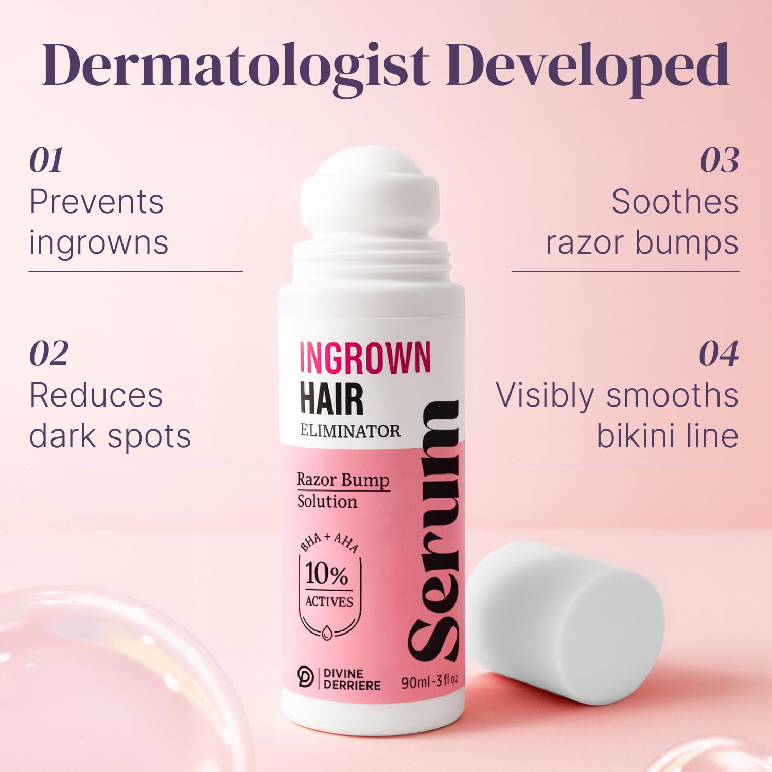 Divine Derriere Razor Bump roll-on in action soothing irritation
