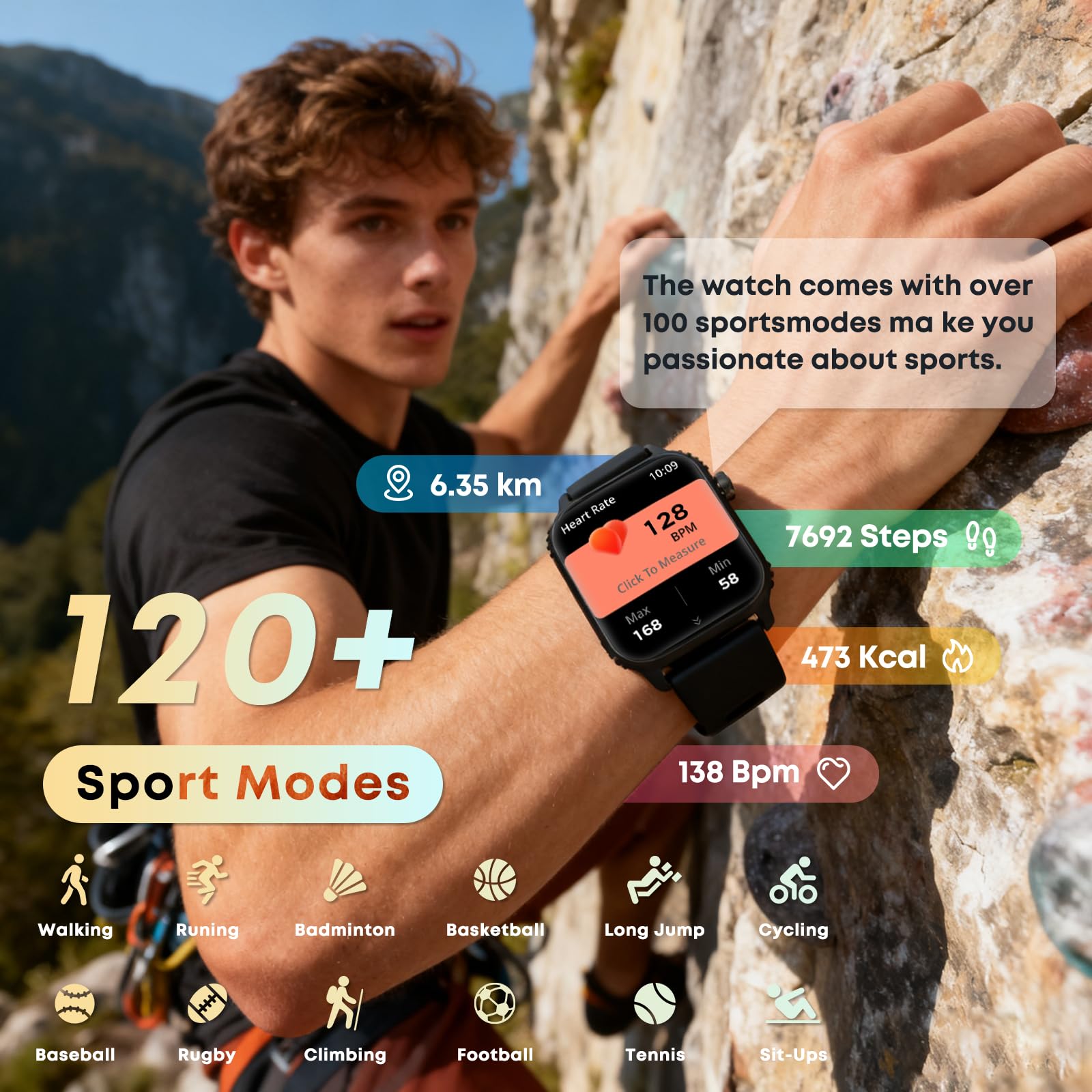 DIVOAZBVO smartwatch shows 120 sports modes for diverse workouts