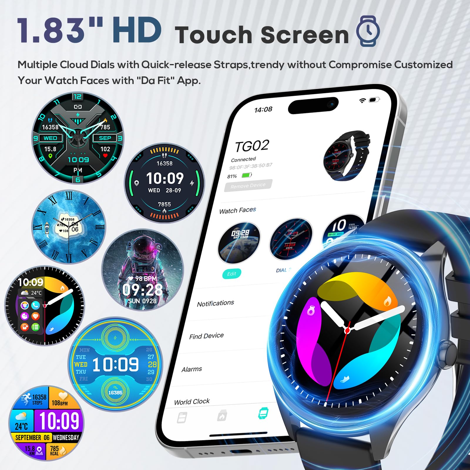 DIVOAZBVO smartwatch on wrist with adjustable strap for comfort.