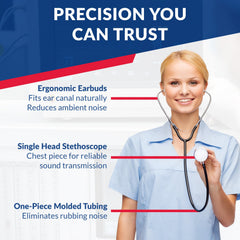 One-piece tubing of Dixie EMS stethoscope reduces rubbing noise