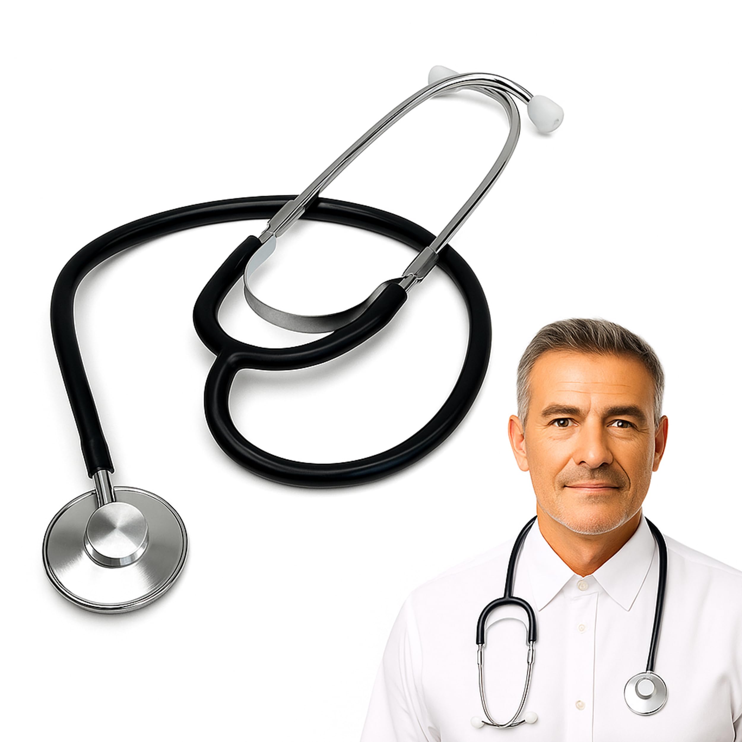 Dixie EMS single head stethoscope in black close-up for professional listening