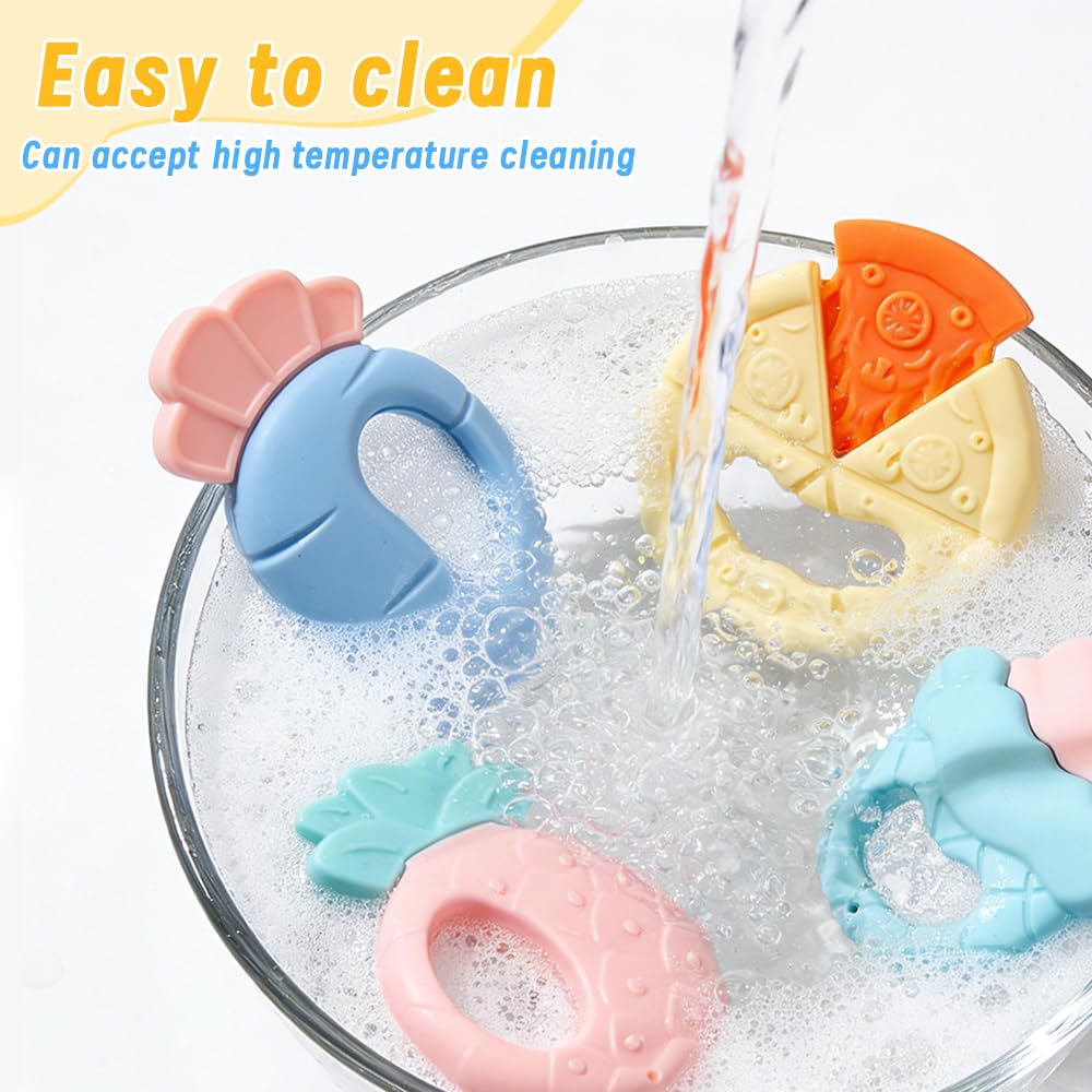 DIYDEC pizza-design egg teether adds playful texture for gums