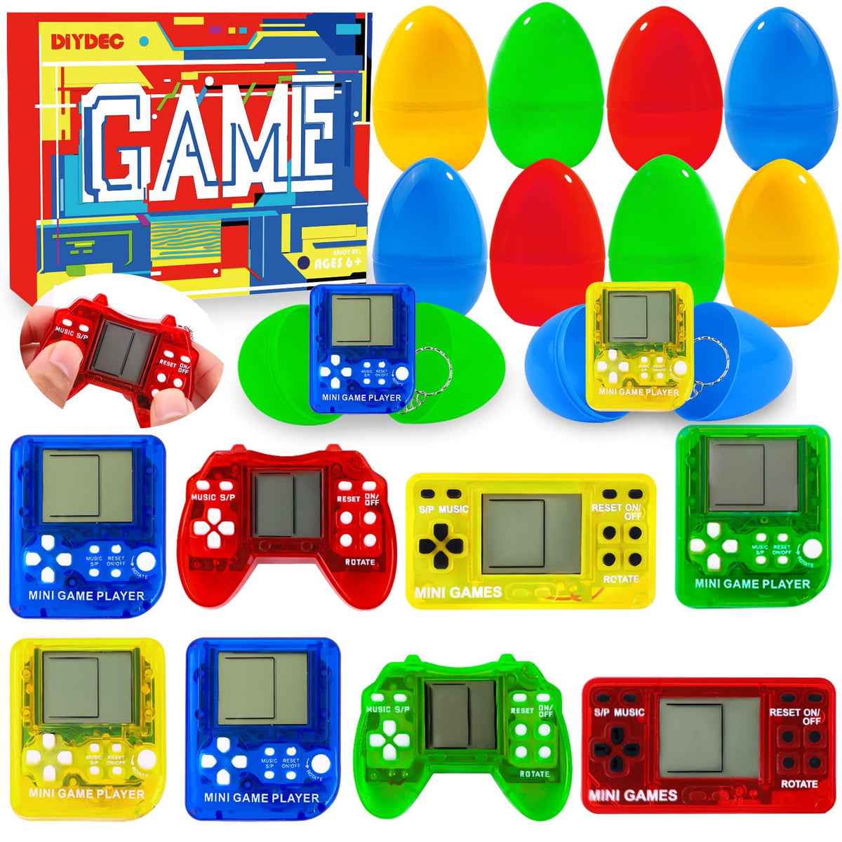 DIYDEC Easter video game toy egg pack for portable party favors and egg-hunt fun