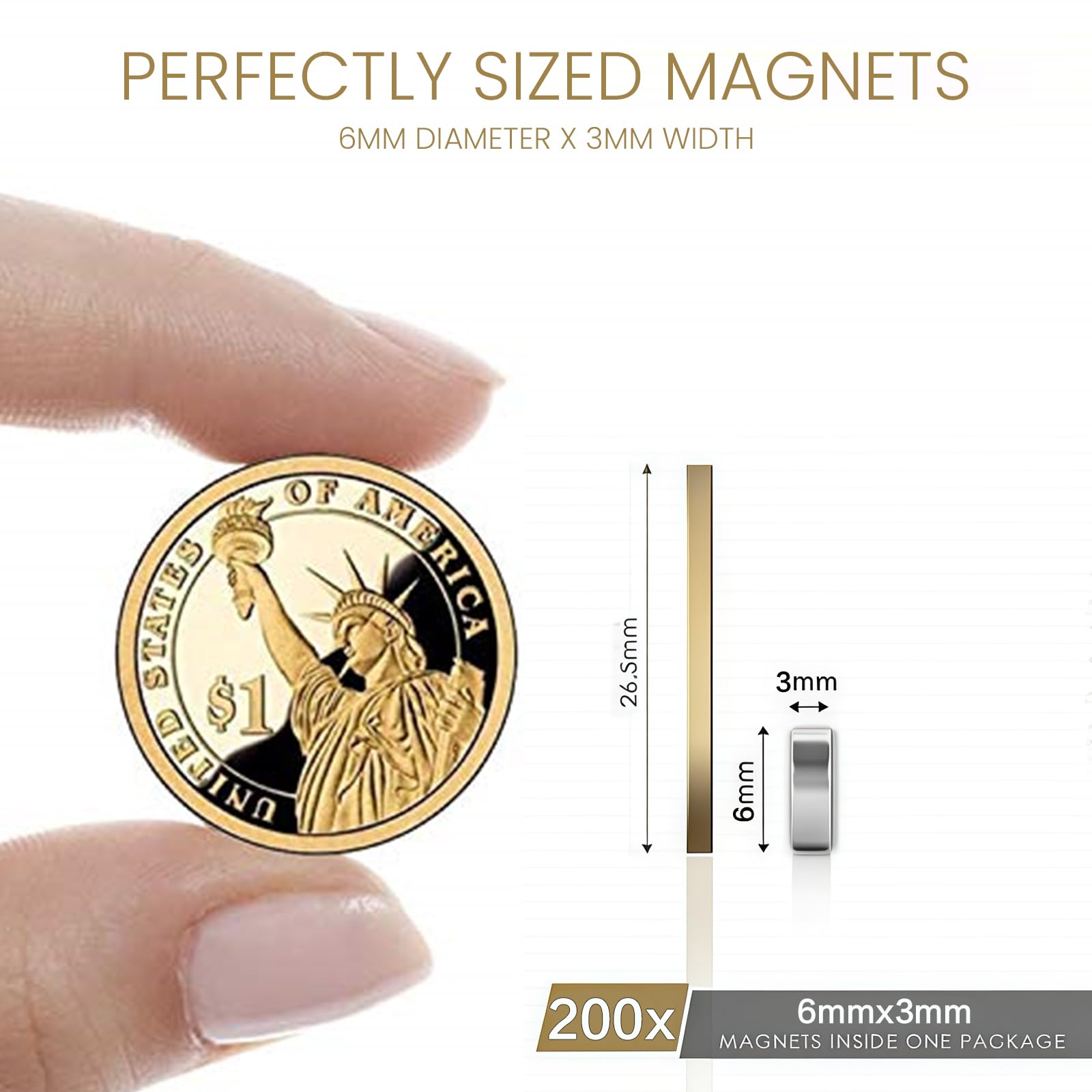 DIYMAG 6x3mm magnets close-up with brushed nickel finish for durability.