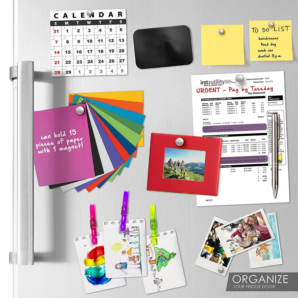 DIYMAG fridge magnets on a refrigerator for note organization.