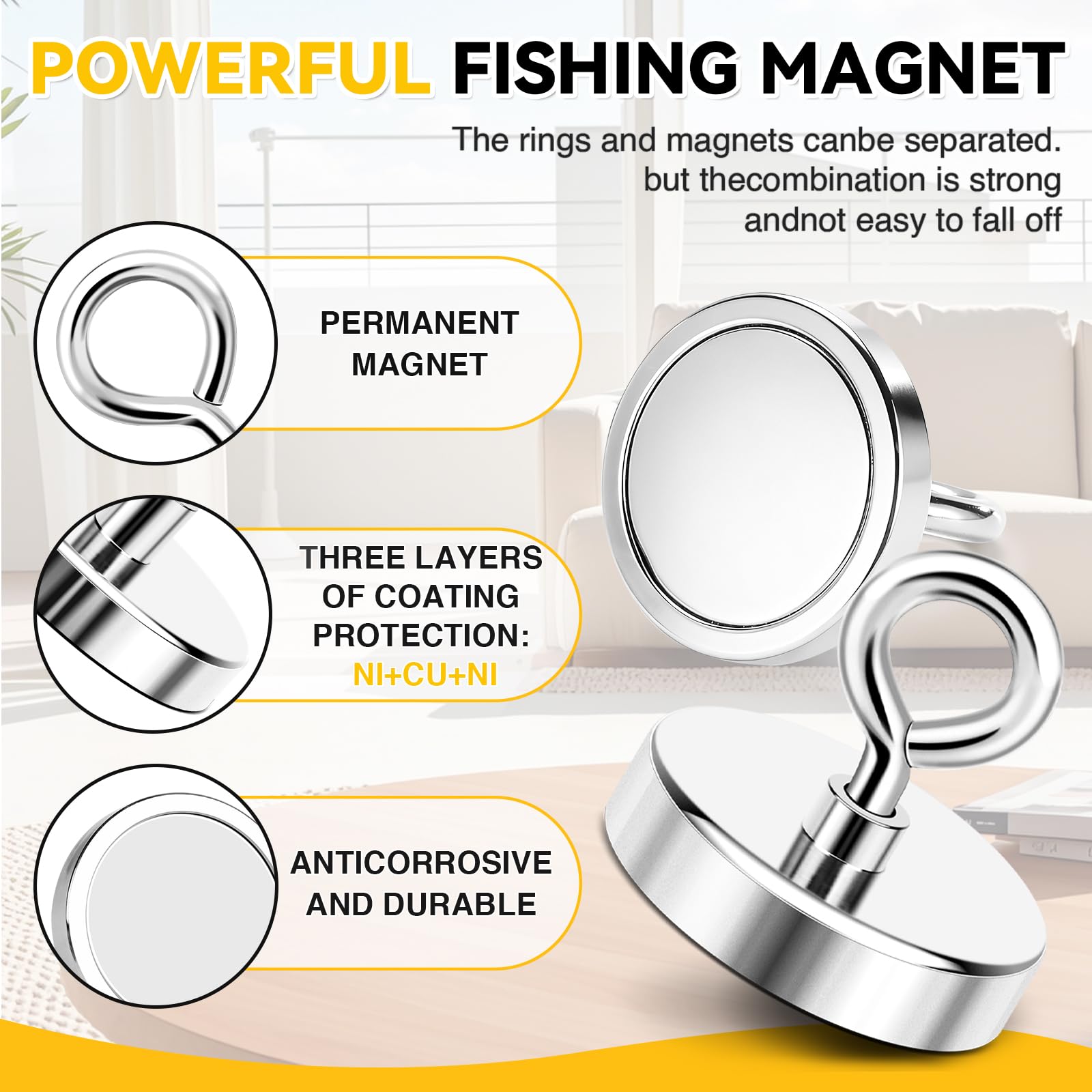 DIYMAG magnet inside steel cup housing protecting the magnet body