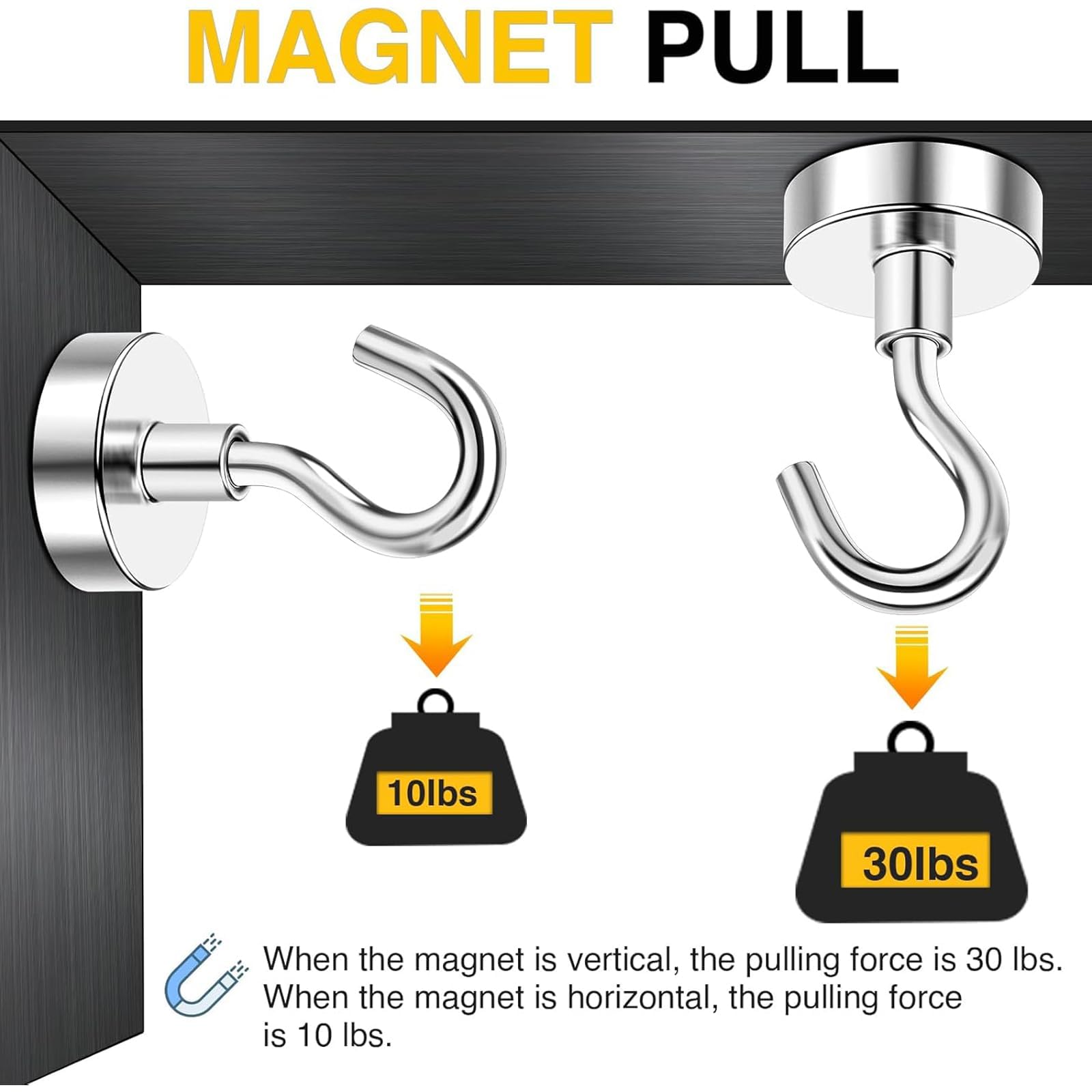 DIYMAG magnetic hooks hanging kitchen utensils neatly.