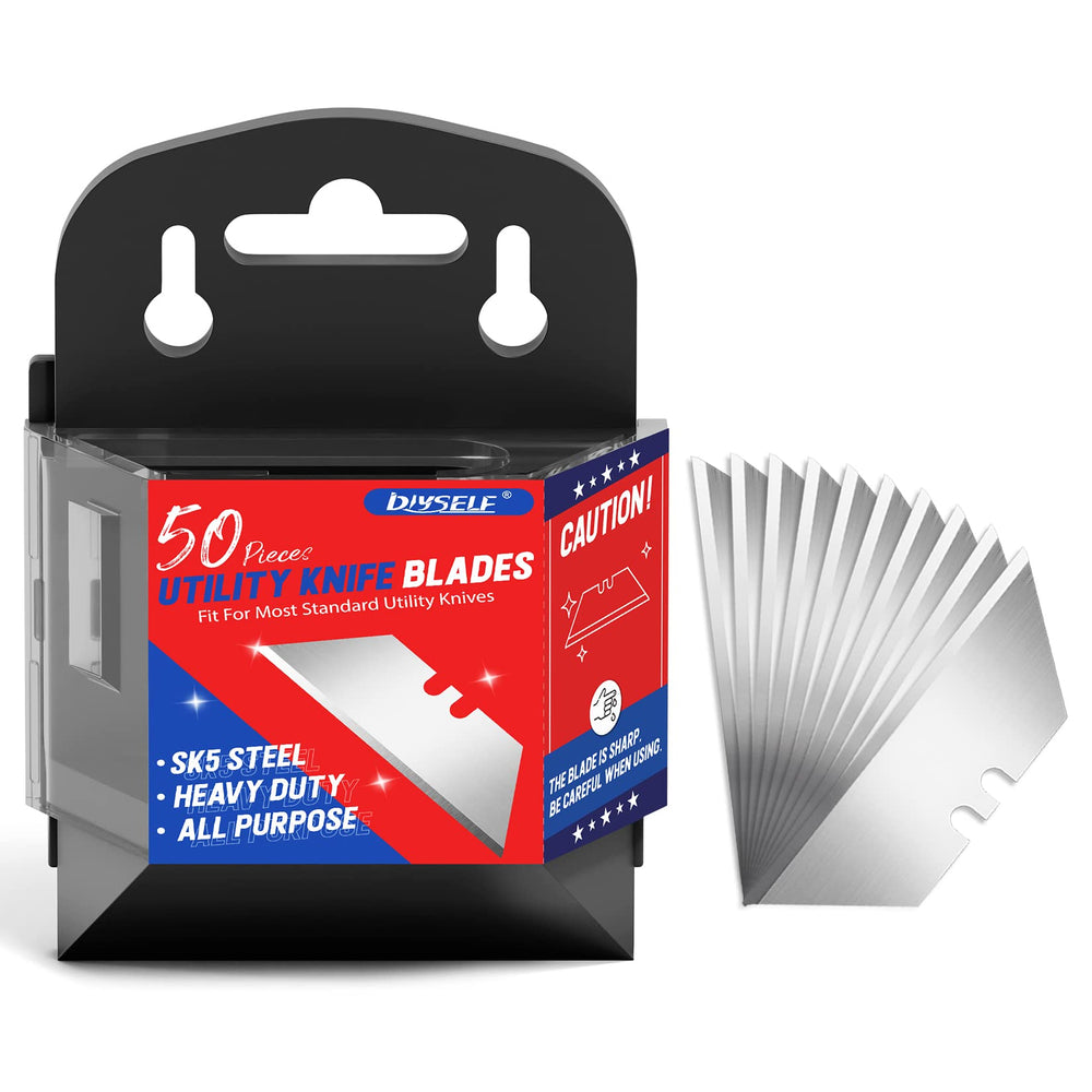 DIYSELF 50-pack blades with dispenser for quick box cutter blade changes