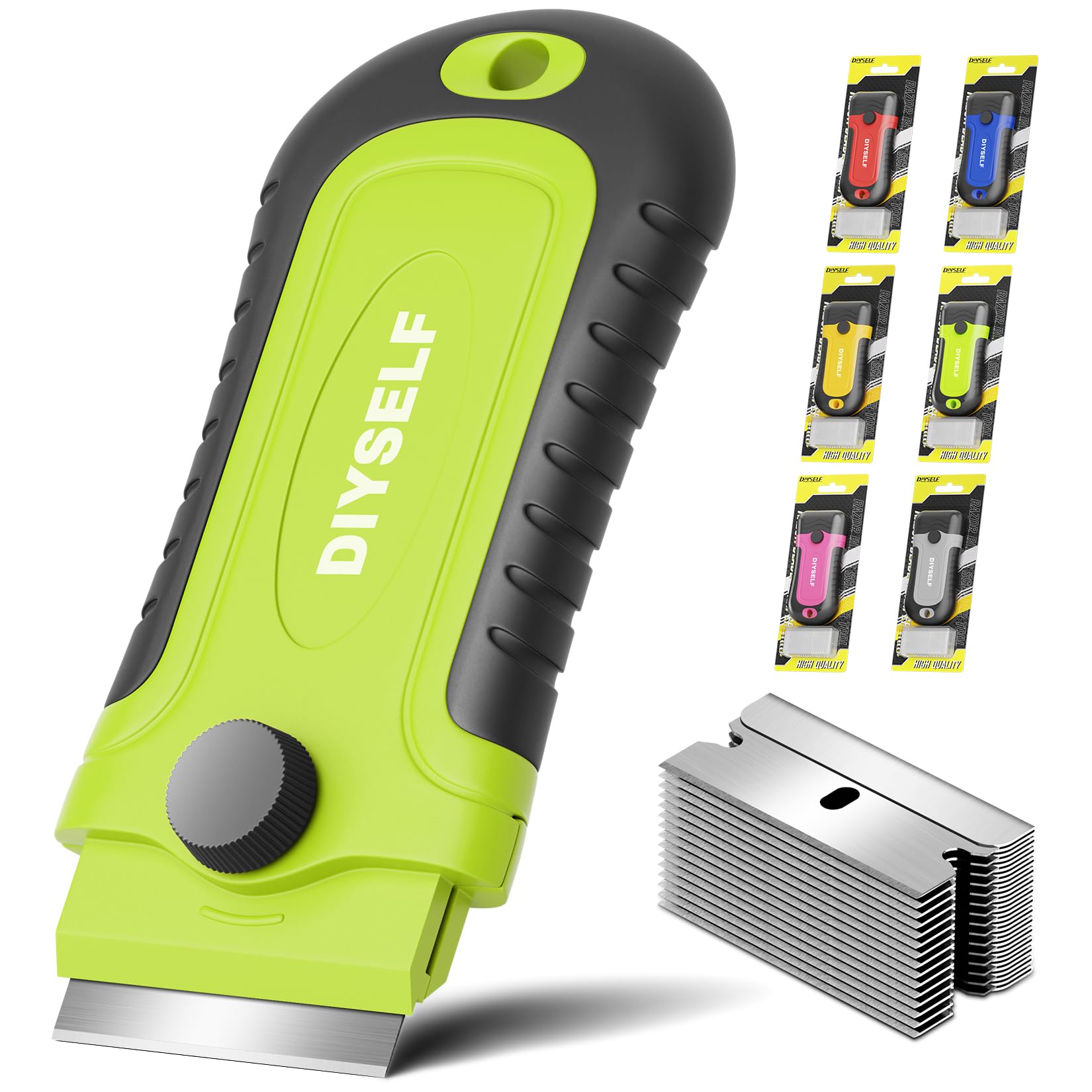 DIYSELF Razor Scraper with Blade Storage keeps blades organized for quick task switching.