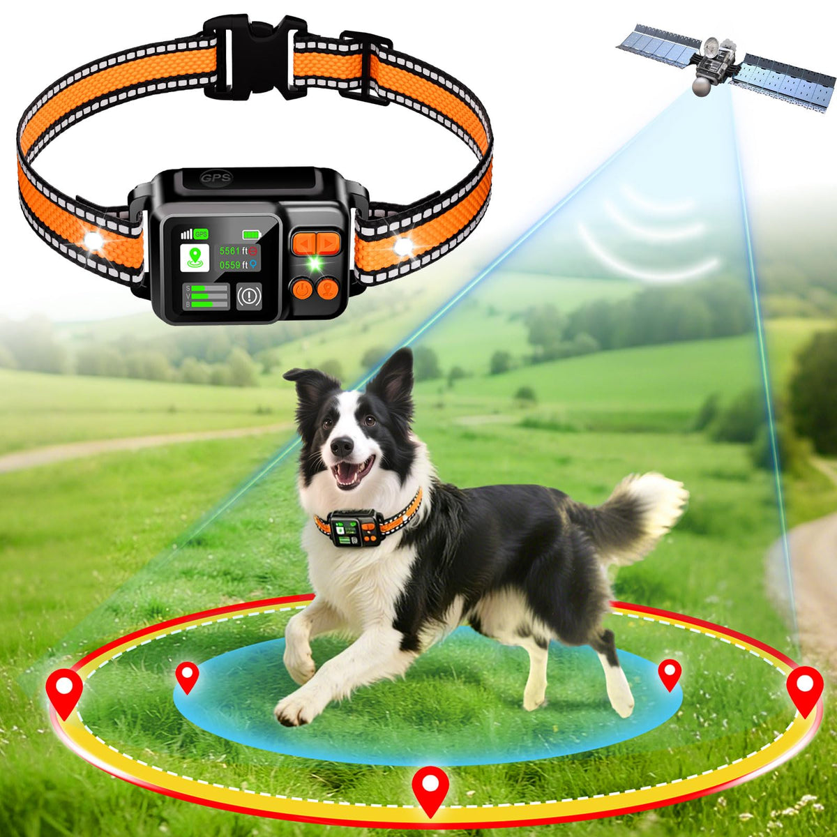 DJNFGQ GPS wireless fence system setup showing quick boundary planning