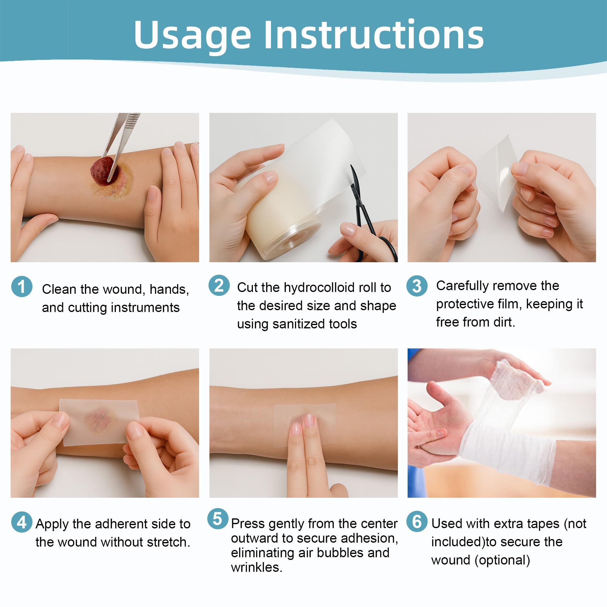 Dkmord hydrocolloid roll creates a breathable, moisturized environment for care.