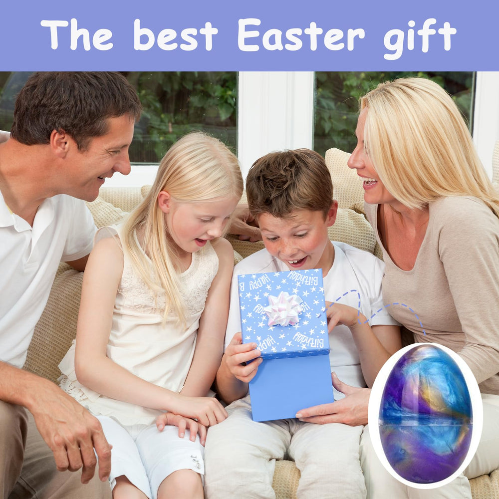 DLAIUSMALL slime-filled eggs on a desk, ideal as Easter basket stuffers or classroom prizes