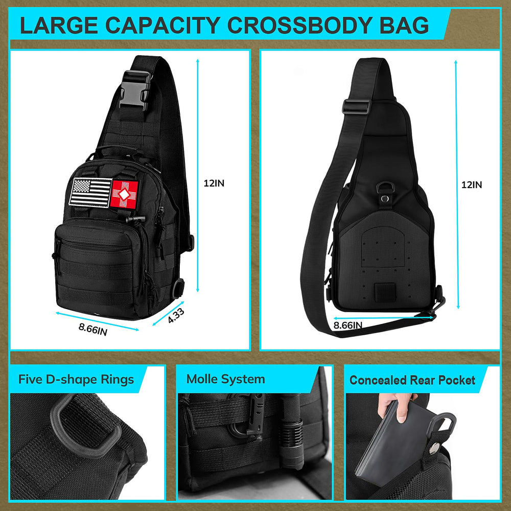 Dlmd Survival Kit crossbody bag showing rugged MOLLE design for quick access